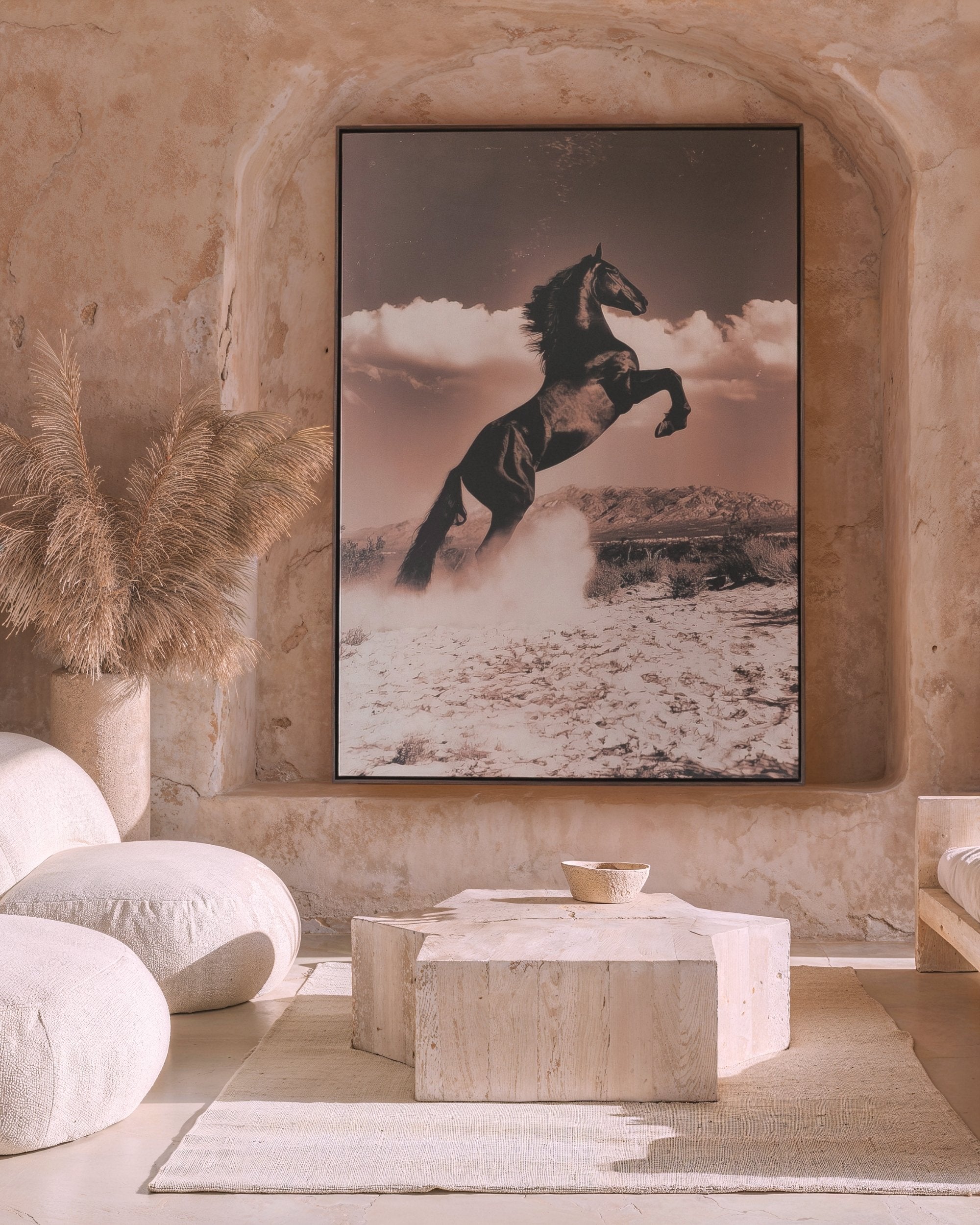 Copper Desert Stallion – Framed Canvas (89 × 124 cm)