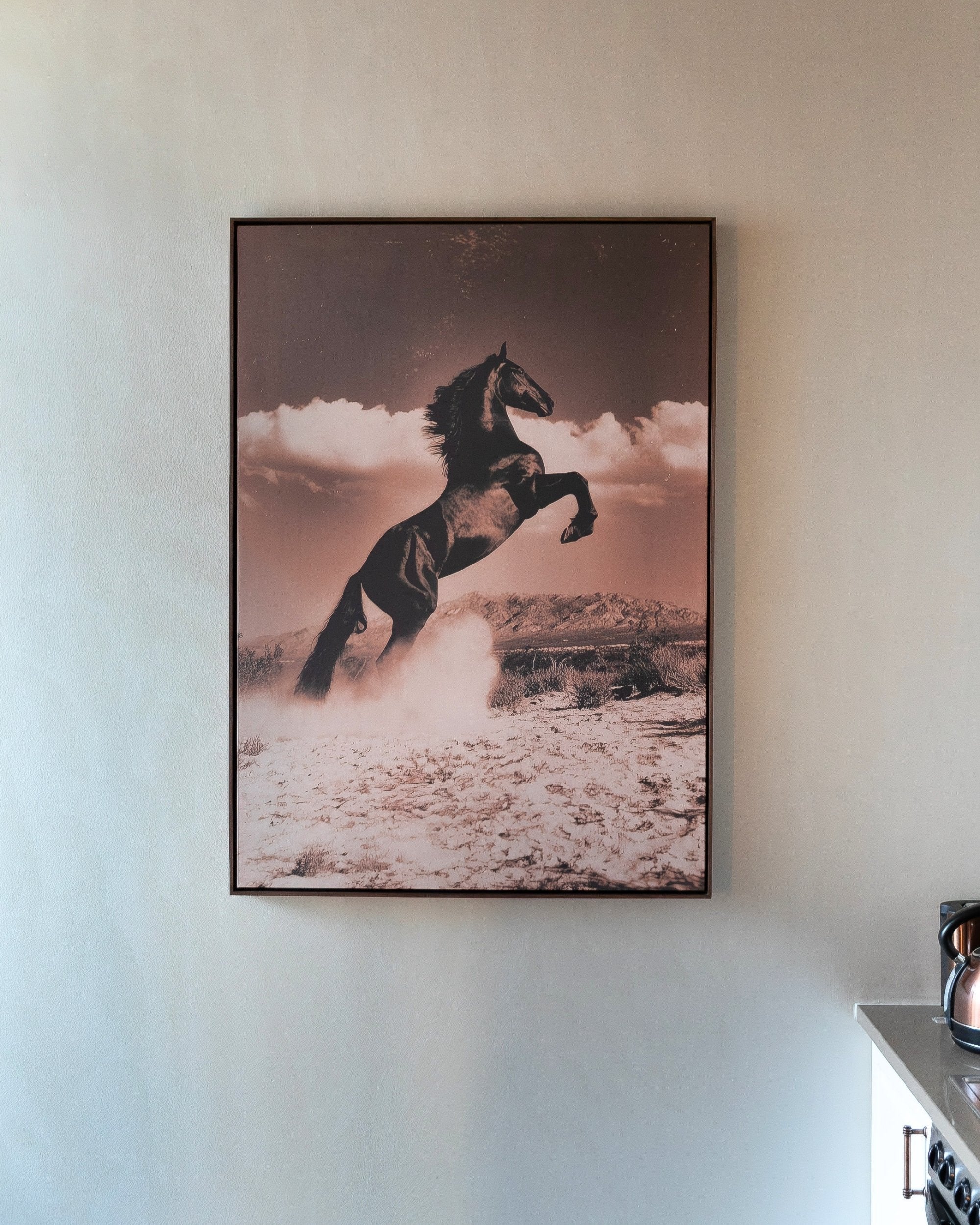 Copper Desert Stallion – Framed Canvas (89 × 124 cm)