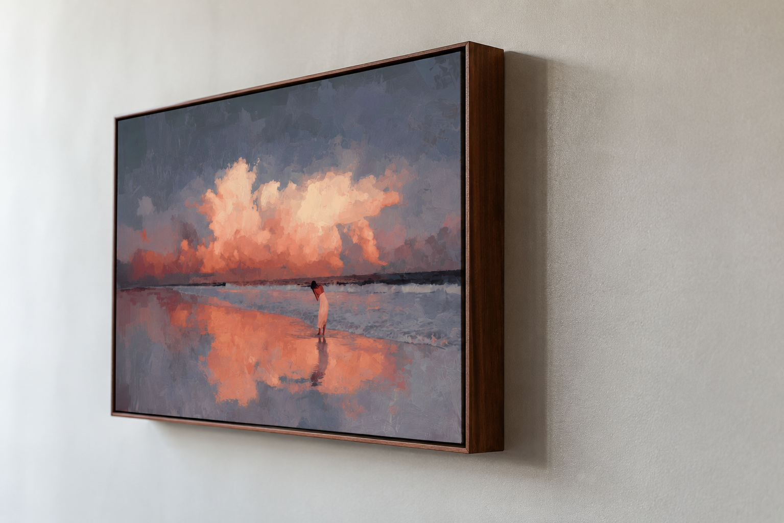 Twilight Shore – Framed Canvas (89 × 124 cm)
