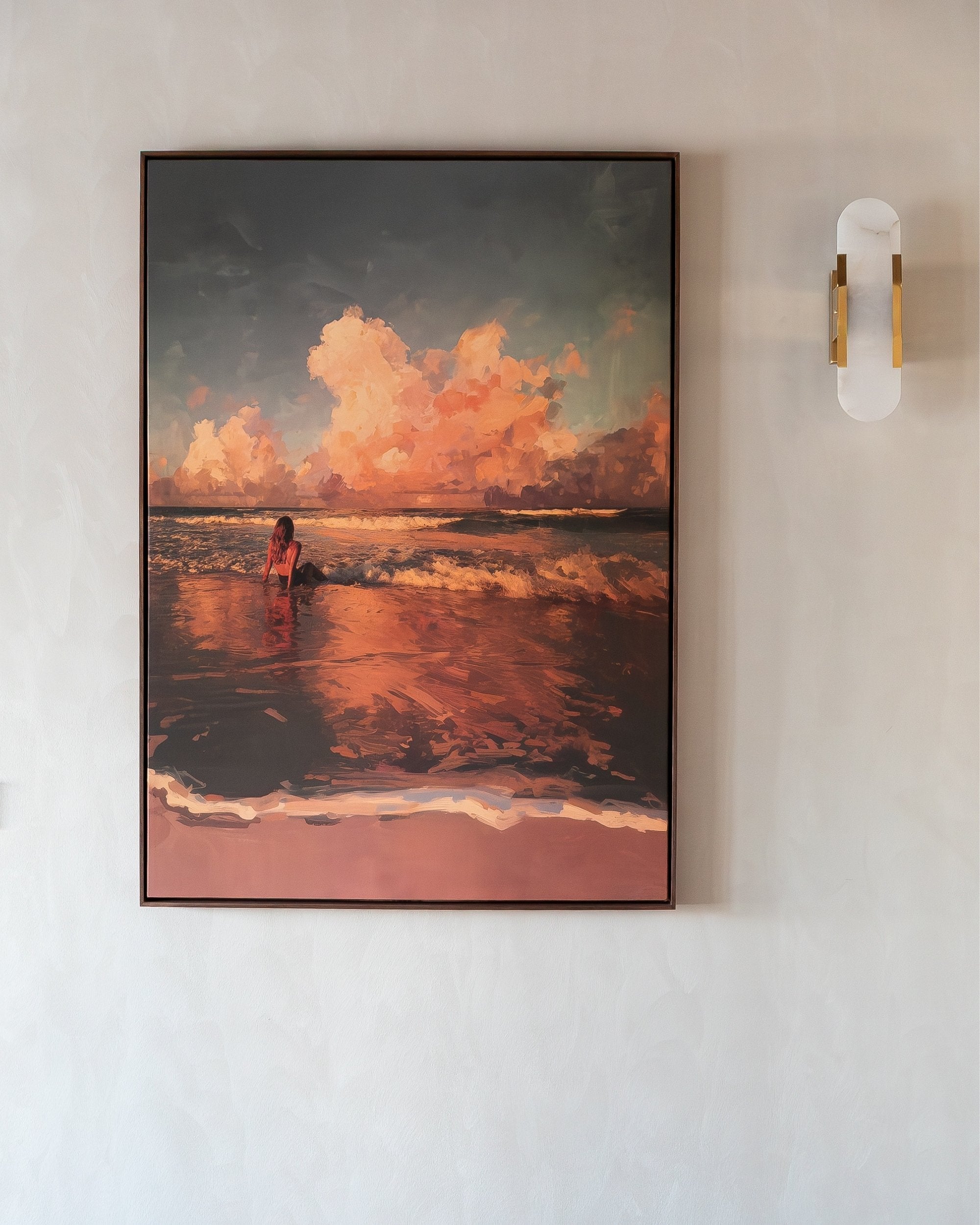 Resting on the Shoreline – Framed Canvas (89 × 124 cm)