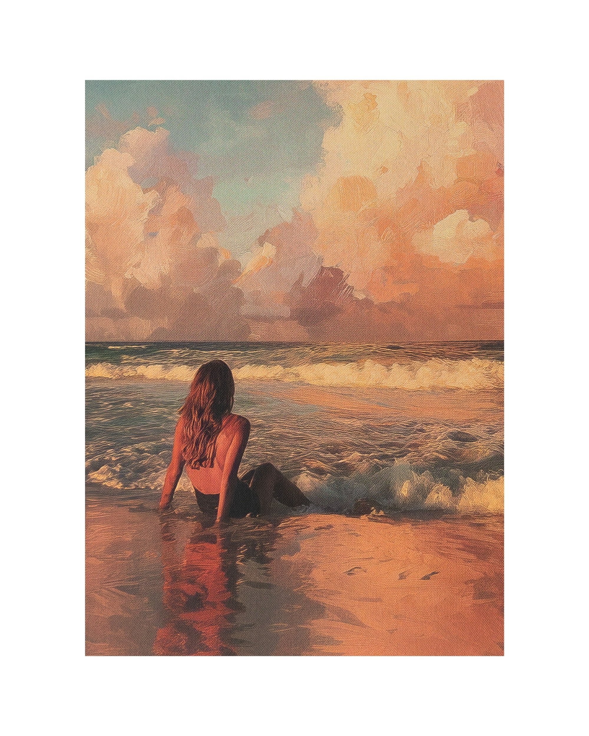 Resting on the Shoreline – Framed Canvas (89 × 124 cm)