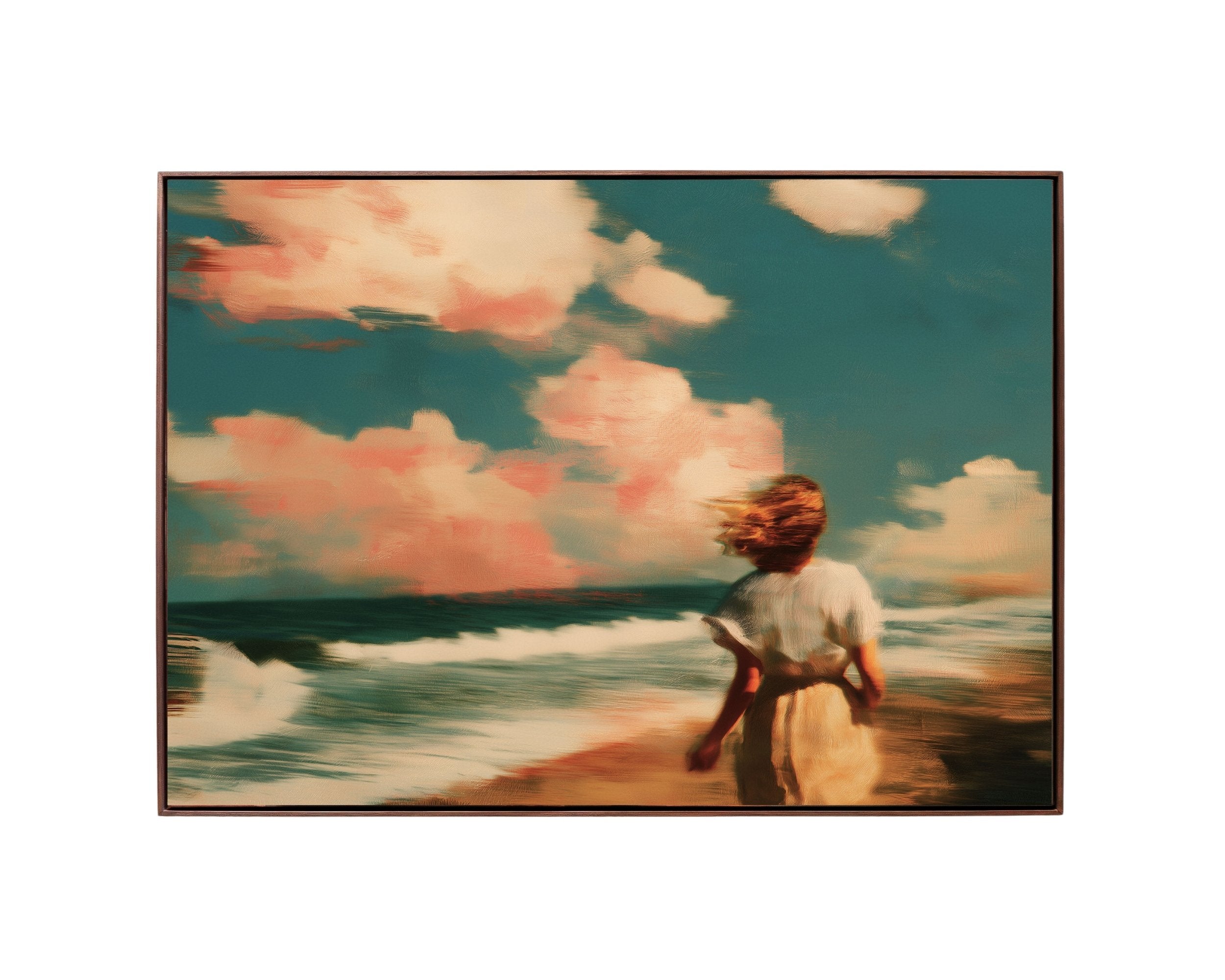 Girl in the Cape Town Wind – Framed Canvas (89 × 124 cm)