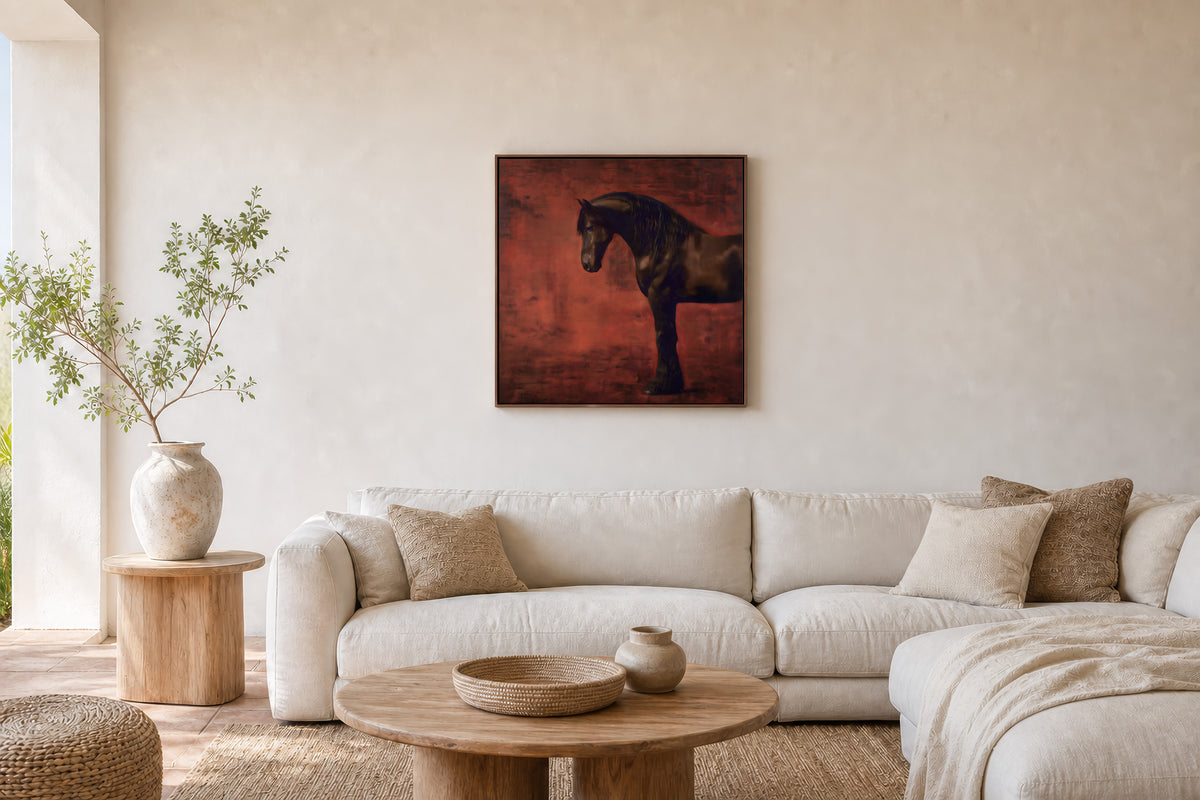The Dark Horse –  Square 60cm Framed Canvas